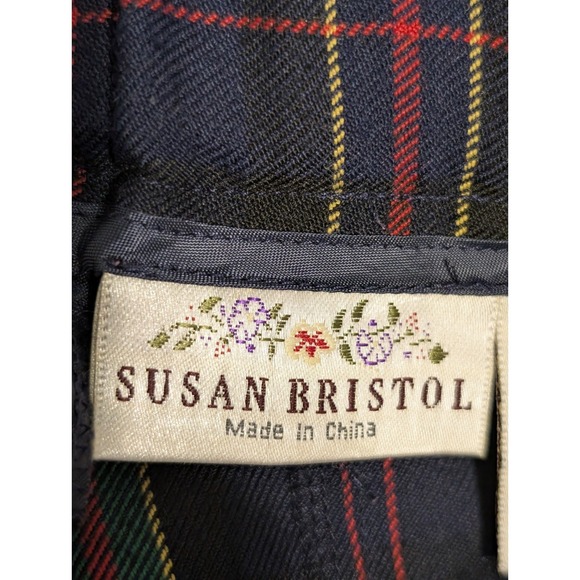 VTG Susan Bristol Plaid Maxi Skirt Sz 14 Navy Green 90s Academia Tartan Heritage - Picture 8 of 10